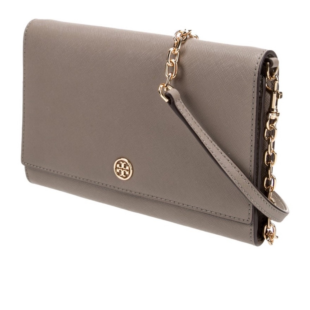 Tory Burch Taupe Leather Crossbody with Gold Chain - Picture 14 of 14